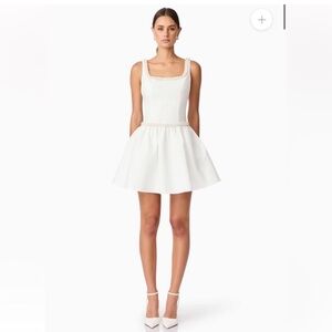 elliatt rafaela white A-line pearl trim mini fit & flare bridal dress small NEW